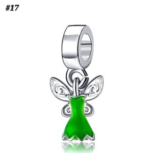 #17 Silver & Green Dangling Tinker Bell Dress Charm